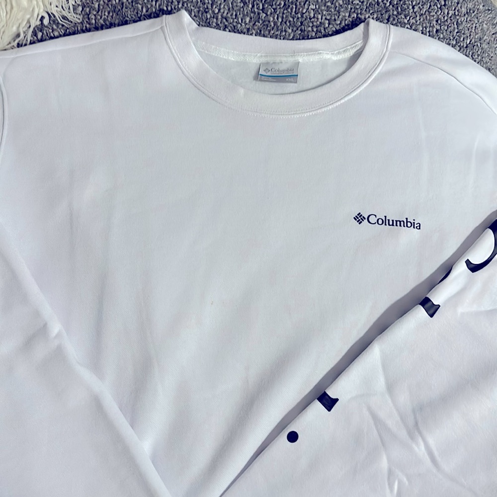NWT COLUMBIA Vintage 100% white sweatshirt mens XXL 2XL